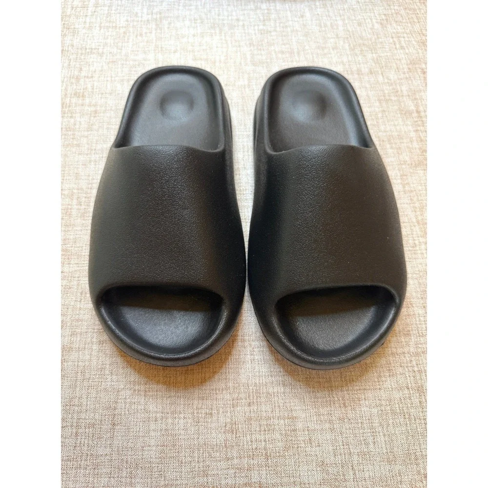 YS-01 Black Comfort Slides Chunky Platform Open Toe Sandals Mens Size 6 NEW